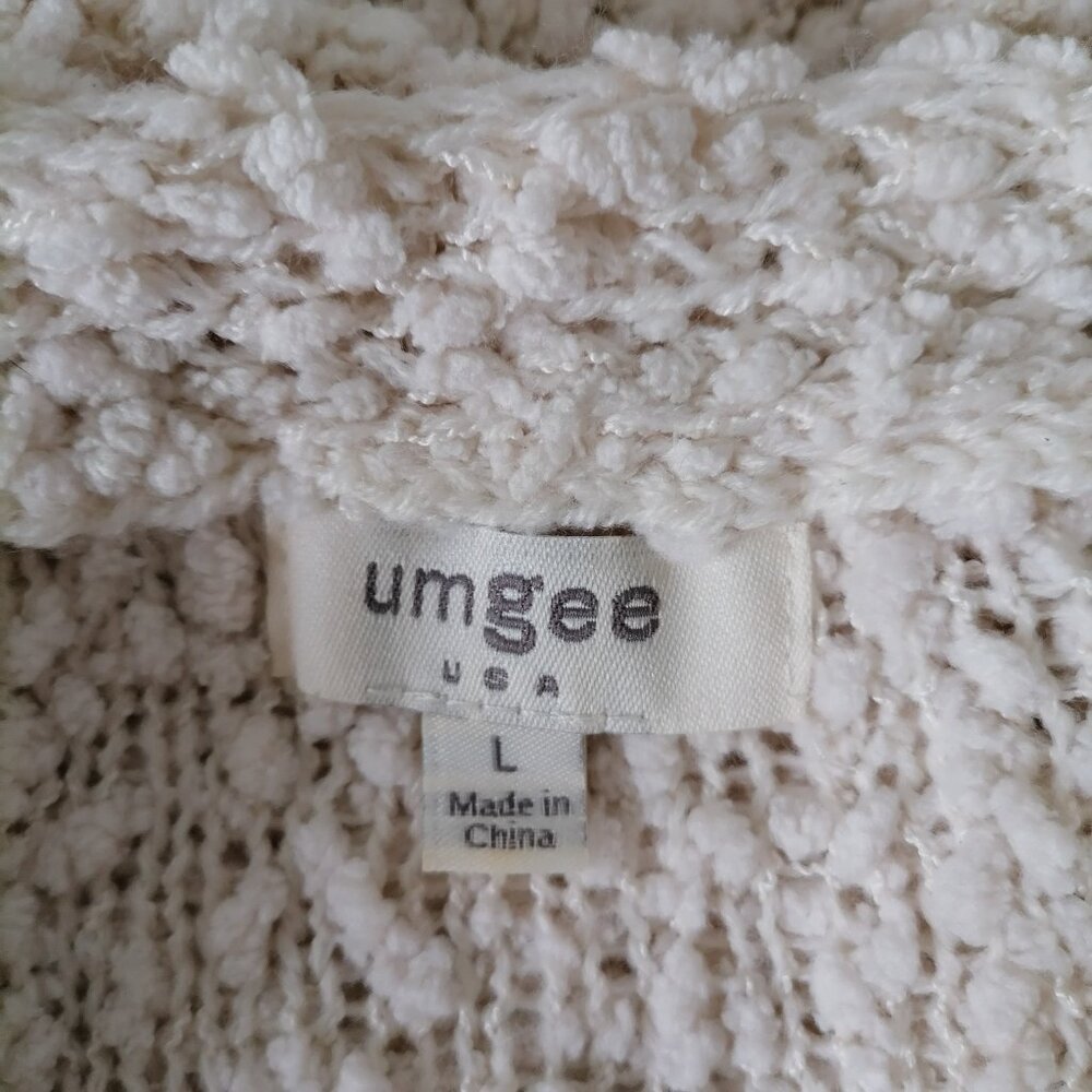 Umgee Womens Ivory Open Front Drop Shoulder Popcorn Cardigan Sweater Size L - Picture 6 of 8